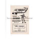 ST. MIRREN V DUNDEE 1950 Programme for the League Cup tie at St. Mirren 2/9/1950, slightly