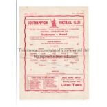 ARSENAL Single sheet programme for the away Football Combination Cup match v Southampton 15/1/