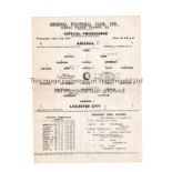 ARSENAL Single sheet programme for the home Football Combination match v Leicester City 27/4/1949,