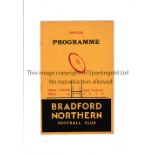 RUGBY LEAGUE / BRADFORD NORTHERN V WAKEFIELD 1936 Programme for the game at Bradford dated 22/2/