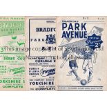 BRADFORD PARK AVENUE Three home programmes v Blackburn 49/50 writing on the top of the cover and