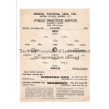 ARSENAL Single sheet programme for the Public Practice match 11/8/1951, very slight horizontal