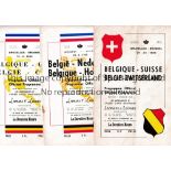 BELGIUM FOOTBALL PROGRAMMES Nine home programmes v Switzerland 1960 vertical fold, Holland 1960,