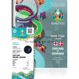 EURO 2020 Programme and official souvenir match ticket issued by UEFA for the England v Denmark