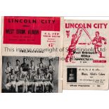 LINCOLN CITY V WEST BROM 199 FA CUP Official programme for the game at Sincil Bank dated 8/1/49 with