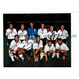 ENGLAND AUTOGRAPHS 1995 A 10" X 8" colour team group Press photo with stamp on the reverse, signed