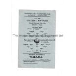 1945/6 FA CUP / SOUTHEND UNITED V WATFORD Single sheet programme for the tie at Southend 24/11/1945,