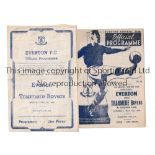 EVERTON Two home programmes in the Liverpool Senior Cup v Tranmere Rovers 1945/46 Semi-Final and