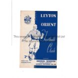 ARSENAL Programme for the away Football Combination match v Leyton Orient 16/9/1950, scores entered.