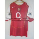 PATRICK VIEIRA ARSENAL SHIRT Player issue red short sleeve shirt for 2004/5 season with Barclays