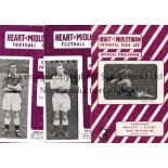 HEARTS Seven homes programmes v Clyde 55/6, Falkirk LC and Dundee 56/7, Dundee 57/8, Raith LC and