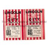 LINCOLN CITY Two home programmes for FAC matches v Workington 29/11/47 and v Notts Forest 11/1/47.