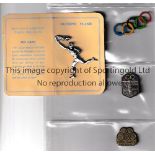 1948 OLYMPICS LONDON Four metal badges; Olympic Torch Relay Pin, official souvenir badge, London