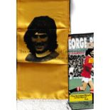 GEORGE BEST A 1970's silk / satin yellow scarf with portraits at each end and George Best Manchester