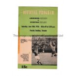 ABERDEEN V EVERTON FRIENDLY IN TORONTO 1956 Programme for the game in Canada dated 16/6/56. Tape