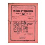 TOTTENHAM HOTSPUR Gatefold programme for the home League match v Liverpool 11/11/1911, very slight