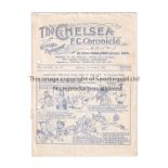 CHELSEA Programme for the home League match v Huddersfield 7/1/1933, puched holes. Fair