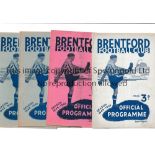 BRENTFORD Eight home programmes in season 1948/9 v Fulham X 2 different covers, buff colour is