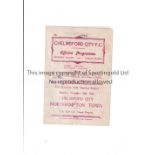 1945/6 FA CUP / CHELMSFORD CITY V NORTHAMPTON TOWN Programme for the tie at Chelmsford 24/11/1945,