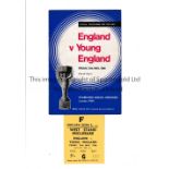 CHELSEA Programme and ticket for England v Young England 13/5/1966 prior to the World Cup. Good