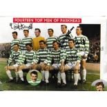 CELTIC AUTOGRAPHS Centre-spread team picture removed from a modern publication showing players