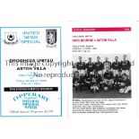 ASTON VILLA Two away programme for Friendly matches v Shelbourne 91/2 single sheet and v Drogheda