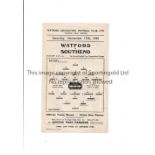 1945/6 FA CUP / WATFORD V SOUTHEND UNITED Single sheet programme for the tie at Watford 17/11/