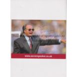 RON ATKINSON AUTOGRAPH A colour Soccerspeaker card hand signed with a dedicated autograph. Good