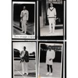 TENNIS Twelve photographic postcards by Trim including Shimidzu, B. Patty, Von Cramm, Cochet,