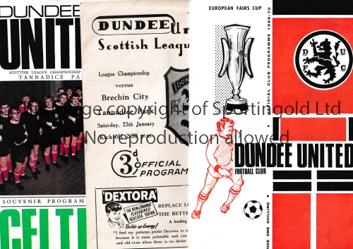 SCOTTISH FOOTBALL PROGRAMMES Twenty two programmes 1958-1999 including Dundee United homes v