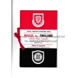 WALES V ENGLAND / VIP ISSUES Two VIP programmes for matches at Ninian Park 1963, team changes and