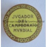 1930 WORLD CUP URUGUAY Player issue metal lapel badge in box, issued by Johnson Medaglie of Milan