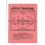 ARSENAL Single sheet programme for the home League match v Crystal Palace 4/11/1939, very slightly