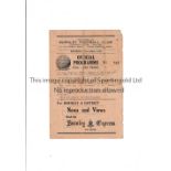 MANCHESTER UNITED Programme for the away FL North match v Burnley 22/4/1944, heavily creased and