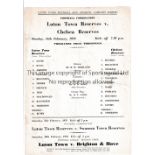 CHELSEA Single sheet programme for the away Football combination match v Luton Town 6/2/1970,