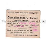 BRISTOL CITY V BATH CITY 1944 Complimentary ticket for the game at Ashton Gate dated 25/12/44