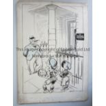 ORIGINAL FOOTBALL CARTOON 1935 Original 21" X 15" artwork on a Reeves Commercial Art Board, "