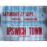 WEST HAM UNITED Original official match poster for the home Football Combination match v Ipswich