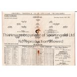 ARSENAL Programme for the home London Combination League match v Fulham 26/1/1935, rusty staples .