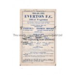 EVERTON V TRANMERE ROVERS 1944 Single sheet programme for the game at Goodison Park dated 26/2/44