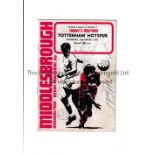 TOTTENHAM HOTSPUR AUTOGRAPHS 1975 Programme for the away League match v Middlesbrough 15/3/1975