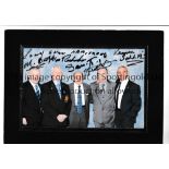 BOXING AUTOGRAPHS A 9" x 6" colour photo of ex-boxers in suits hand signed by Sammy McCarthy, Alan