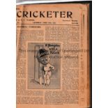 THE CRICKETER 1921 Hardback bound volume for 22 edition of Volume 1 plus the Winter Annual.