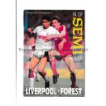 HILLSBOROUGH DISASTER 1989 Programme for Liverpool v Nottm Forest FA Cup Semi-Final 15/4/1989,