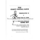 GEORGE BEST Programme for Personalities XI v Stable Bar All Stars 5/9/1982 at Pollock Junior