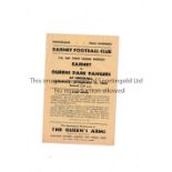 1945/6 FA CUP / BARNET V QUEEN'S PARK RANGERS Programme for the tie at Barnet 17/11/1945. Good