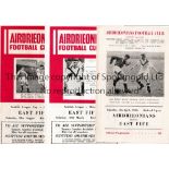 AIRDRIE Five home programmes v East Fife 55/6, 56/7 and 57/8 LC, Celtic 57/8 SC and Dunfermline 59/