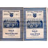 RUGBY UNION / SALE 1934 Two programmes for games at Sale against Halifax dated 20/1/34 and