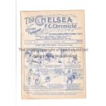 CHELSEA Programme for the home League match v Wolves 2/9/1933, ex-binder. Generally good