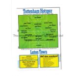 TOTTENHAM HOTSPUR / LUTON TOWN / AUTOGRAPHS 1986 Programme for the League match at Tottenham 4/10/